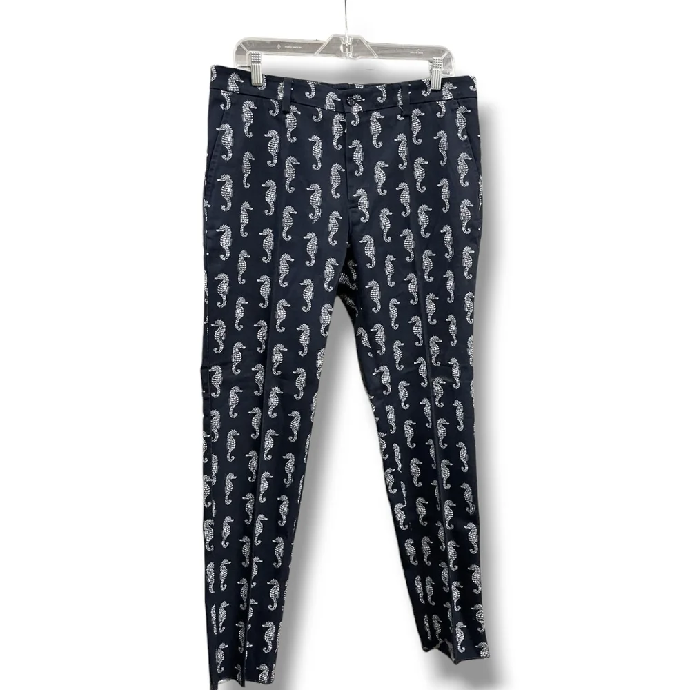 Dolce & Gabbana Dark Blue & White Seahorse Print Slim Fit Chino Pant 34" Waist - Picture 4 of 16
